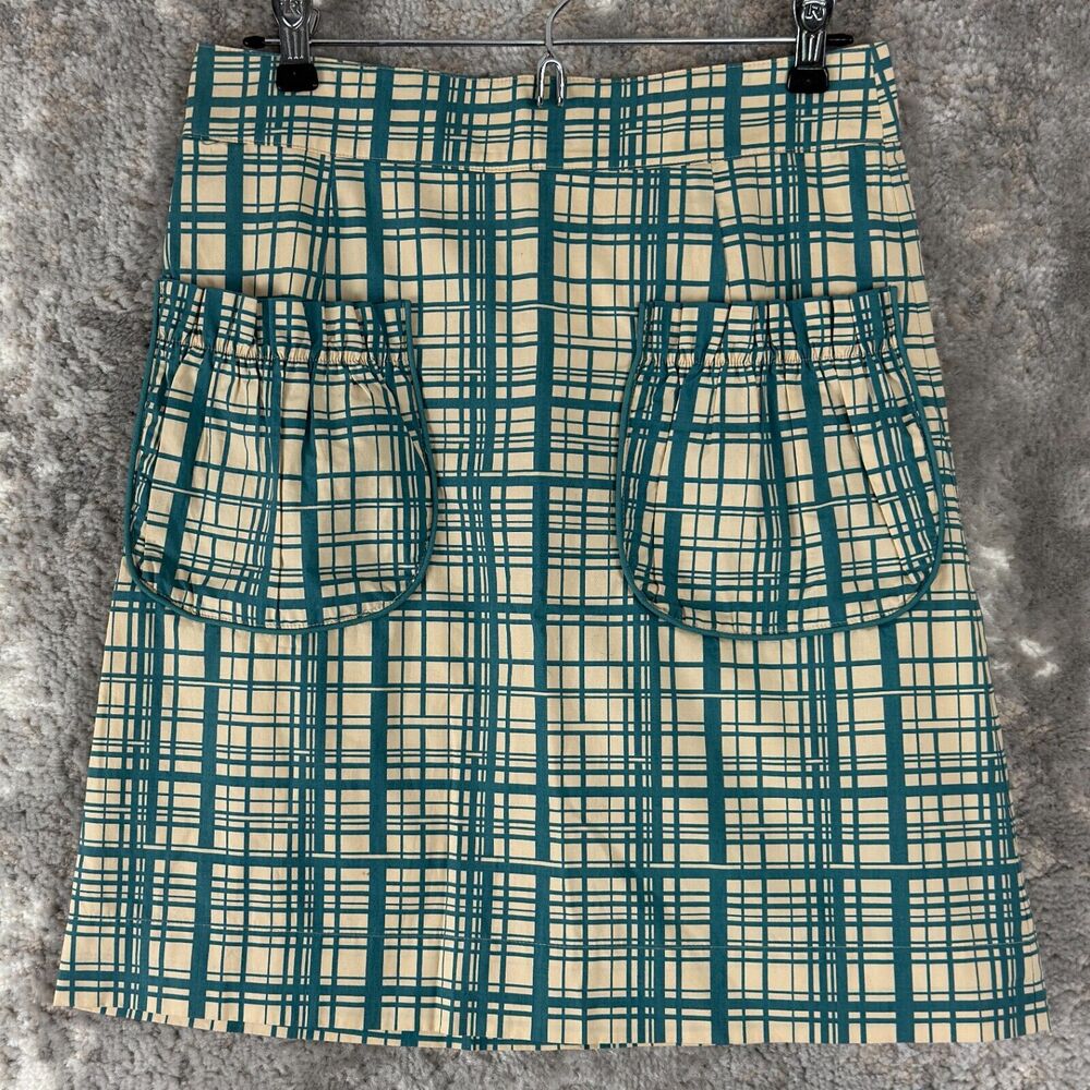 Girls From Savoy Sz 2 Ruffle Pocket A-Line Plaid Mini Skirt High Waist Anthropol